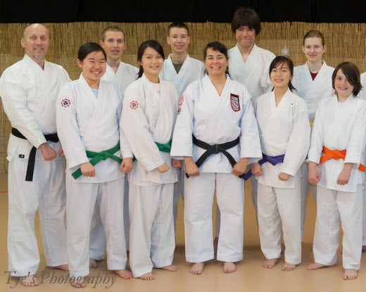 Karateka with teacher A. Gallegos